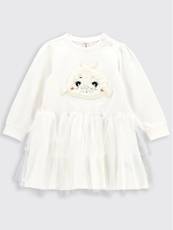 Νέος 🛒 Coccodrillo Καθημερινά Φορέματα Φόρεμα καθημερινό ZC2129101WIN Λευκό Regular Fit 👍