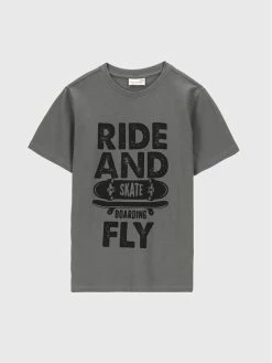 Αγορά 🥰 Coccodrillo T-shirts T-Shirt ZC2143217EVB Γκρι Regular Fit ✔️