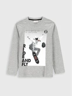 Εκπτωση 👍 Coccodrillo Μπλουζάκια Μπλουζάκι ZC2143116EVB Γκρι Regular Fit ✔️